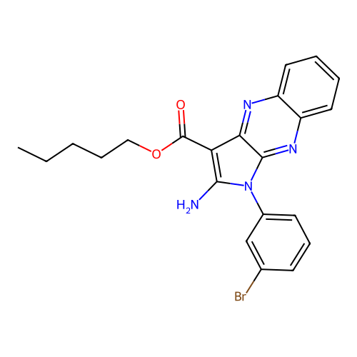 pentyl 2-amino-1-(3-bromophenyl)-1H-pyrrolo[2,3-b]quinoxaline-3-carboxylate structure