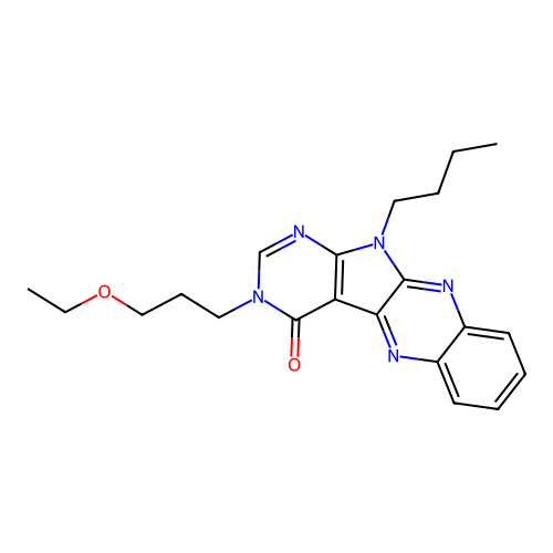 11-butyl-3-(3-ethoxypropyl)-3H-pyrimido[5',4':4,5]pyrrolo[2,3-b]quinoxalin-4(11H)-one structure