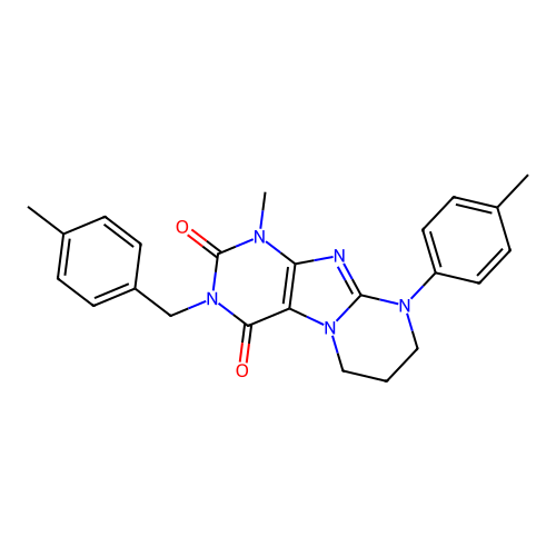 1-methyl-3-(4-methylbenzyl)-9-(p-tolyl)-6,7,8,9-tetrahydropyrimido[2,1-f]purine-2,4(1H,3H)-dione structure