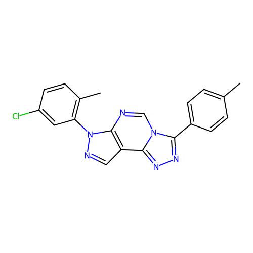 7-(5-chloro-2-methylphenyl)-3-(4-methylphenyl)-7H-pyrazolo[4,3-e][1,2,4]triazolo[4,3-c]pyrimidine structure
