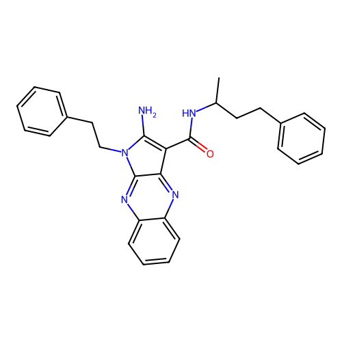 2-amino-1-phenethyl-N-(4-phenylbutan-2-yl)-1H-pyrrolo[2,3-b]quinoxaline-3-carboxamide structure