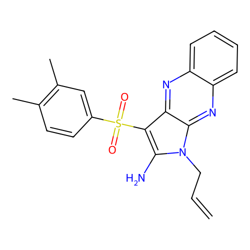 1-allyl-3-((3,4-dimethylphenyl)sulfonyl)-1H-pyrrolo[2,3-b]quinoxalin-2-amine structure