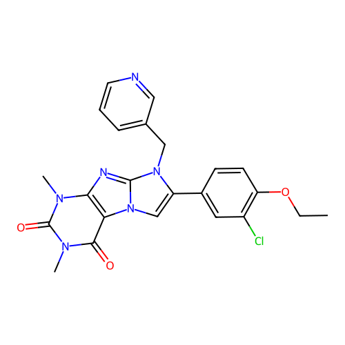 7-(3-chloro-4-ethoxyphenyl)-1,3-dimethyl-8-(pyridin-3-ylmethyl)-1H-imidazo[2,1-f]purine-2,4(3H,8H)-dione structure