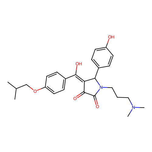 1-[3-(dimethylamino)propyl]-3-hydroxy-5-(4-hydroxyphenyl)-4-[4-(2-methylpropoxy)benzoyl]-2,5-dihydro-1H-pyrrol-2-one structure