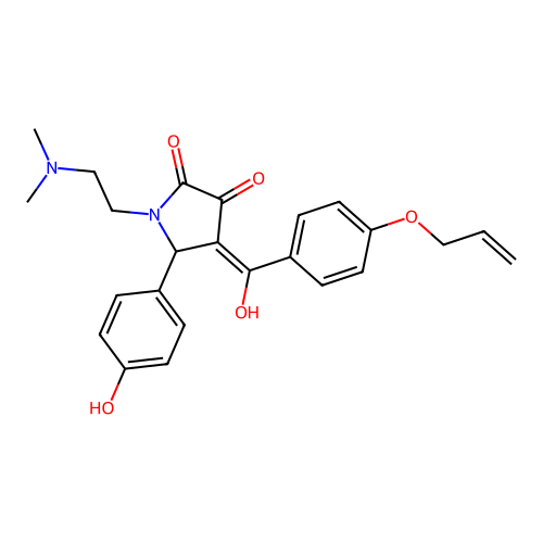 1-(2-dimethylaminoethyl)-5-(4-hydroxyphenyl)-4-[hydroxy-(4-prop-2-enoxyphenyl)methylidene]pyrrolidine-2,3-dione structure