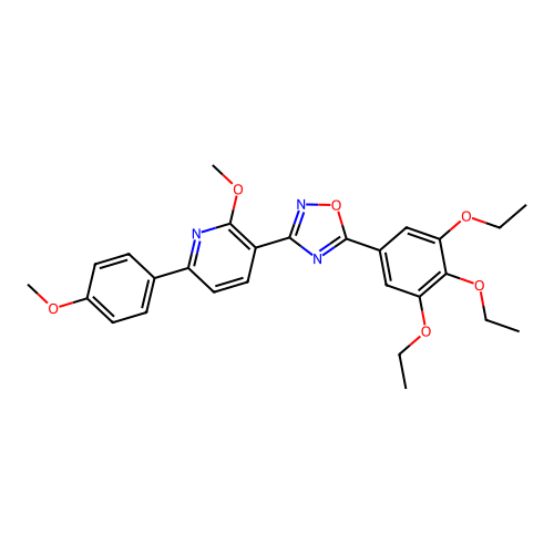 2-methoxy-6-(4-methoxyphenyl)-3-[5-(3,4,5-triethoxyphenyl)-1,2,4-oxadiazol-3-yl]pyridine structure