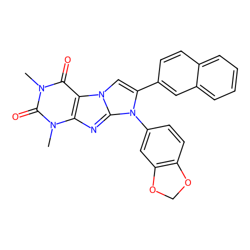 6-(1,3-benzodioxol-5-yl)-2,4-dimethyl-7-naphthalen-2-ylpurino[7,8-a]imidazole-1,3-dione structure