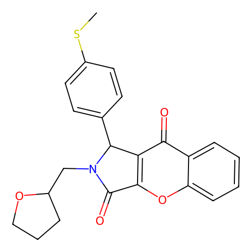 1-(4-methylsulfanylphenyl)-2-(oxolan-2-ylmethyl)-1H-chromeno[2,3-c]pyrrole-3,9-dione structure