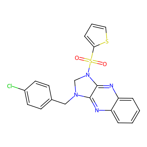 1-(4-chlorobenzyl)-3-(thiophen-2-ylsulfonyl)-2,3-dihydro-1H-imidazo[4,5-b]quinoxaline structure