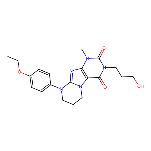9-(4-ethoxyphenyl)-3-(3-hydroxypropyl)-1-methyl-6,7,8,9-tetrahydropyrimido[2,1-f]purine-2,4(1H,3H)-dione structure