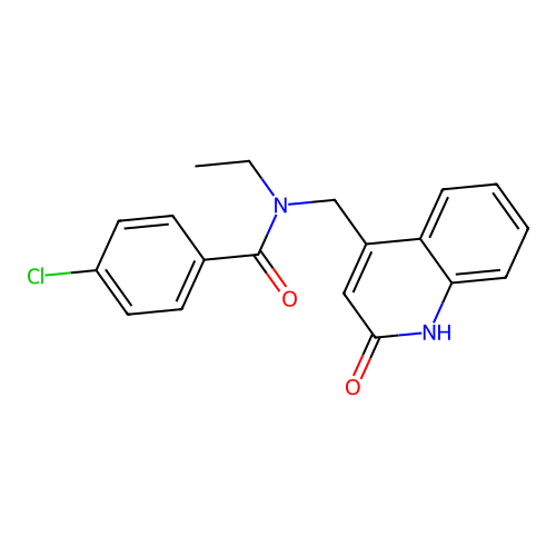 4-chloro-N-ethyl-N-((2-hydroxyquinolin-4-yl)methyl)benzamide structure