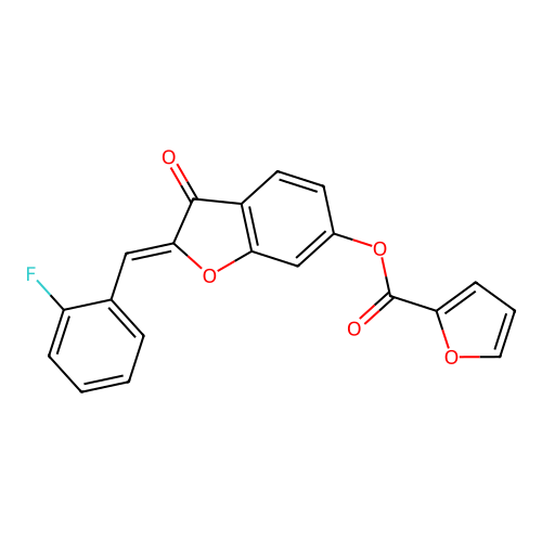 (Z)-2-(2-fluorobenzylidene)-3-oxo-2,3-dihydrobenzofuran-6-yl furan-2-carboxylate structure