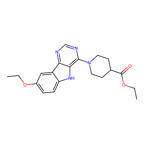 ethyl 1-(8-ethoxy-5H-pyrimido[5,4-b]indol-4-yl)piperidine-4-carboxylate structure