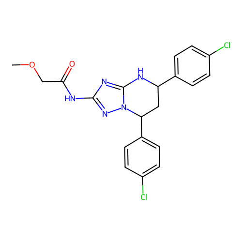 N-(5,7-bis(4-chlorophenyl)-4,5,6,7-tetrahydro-[1,2,4]triazolo[1,5-a]pyrimidin-2-yl)-2-methoxyacetamide structure