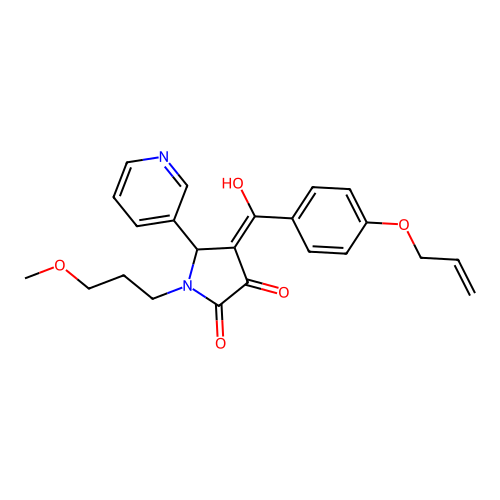 (4E)-4-[hydroxy-(4-prop-2-enoxyphenyl)methylidene]-1-(3-methoxypropyl)-5-pyridin-3-ylpyrrolidine-2,3-dione structure