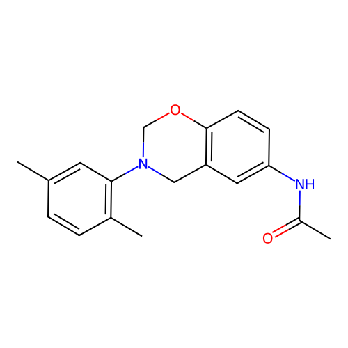 N-[3-(2,5-dimethylphenyl)-3,4-dihydro-2H-1,3-benzoxazin-6-yl]acetamide structure