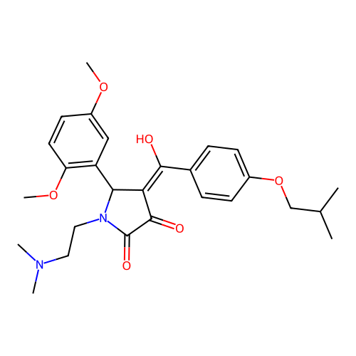 (4E)-5-(2,5-dimethoxyphenyl)-1-(2-dimethylaminoethyl)-4-[hydroxy-[4-(2-methylpropoxy)phenyl]methylidene]pyrrolidine-2,3-dione structure