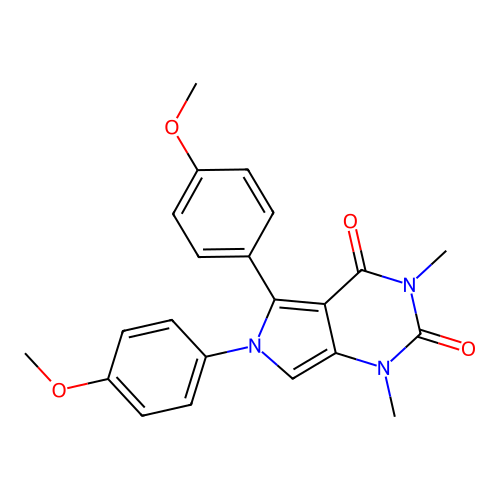 5,6-bis(4-methoxyphenyl)-1,3-dimethyl-1H-pyrrolo[3,4-d]pyrimidine-2,4(3H,6H)-dione structure