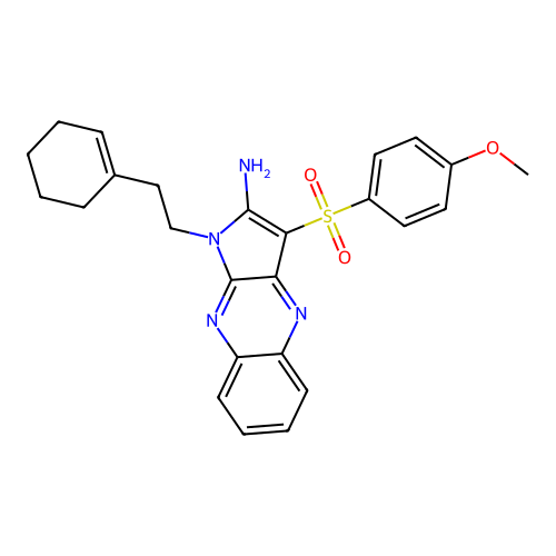 1-[2-(cyclohexen-1-yl)ethyl]-3-(4-methoxyphenyl)sulfonylpyrrolo[3,2-b]quinoxalin-2-amine structure