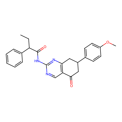 N-[7-(4-methoxyphenyl)-5-oxo-5,6,7,8-tetrahydroquinazolin-2-yl]-2-phenylbutanamide structure