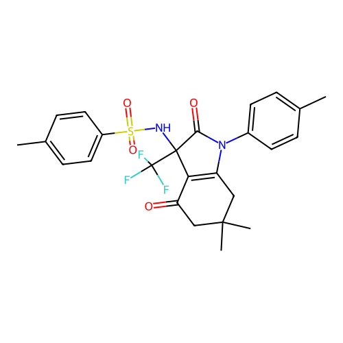 N-[6,6-dimethyl-1-(4-methylphenyl)-2,4-dioxo-3-(trifluoromethyl)-2,3,4,5,6,7-hexahydro-1H-indol-3-yl]-4-methylbenzenesulfonamide structure