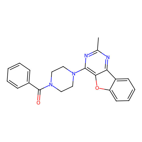 (4-(2-Methylbenzofuro[3,2-d]pyrimidin-4-yl)piperazin-1-yl)(phenyl)methanone structure