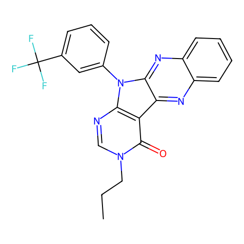 3-propyl-11-(3-(trifluoromethyl)phenyl)-3H-pyrimido[5',4':4,5]pyrrolo[2,3-b]quinoxalin-4(11H)-one structure