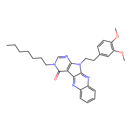 11-(3,4-dimethoxyphenethyl)-3-heptyl-3H-pyrimido[5',4':4,5]pyrrolo[2,3-b]quinoxalin-4(11H)-one structure