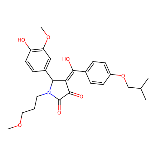 (4E)-5-(4-hydroxy-3-methoxyphenyl)-4-[hydroxy-[4-(2-methylpropoxy)phenyl]methylidene]-1-(3-methoxypropyl)pyrrolidine-2,3-dione structure