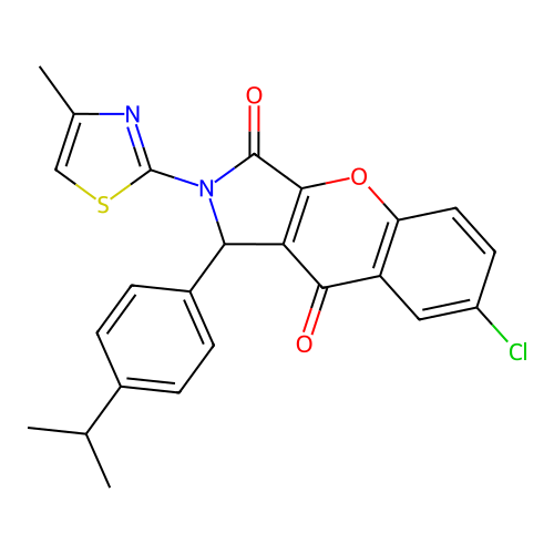 7-chloro-1-(4-isopropylphenyl)-2-(4-methylthiazol-2-yl)-1,2-dihydrochromeno[2,3-c]pyrrole-3,9-dione structure