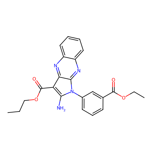 propyl 2-amino-1-(3-(ethoxycarbonyl)phenyl)-1H-pyrrolo[2,3-b]quinoxaline-3-carboxylate structure