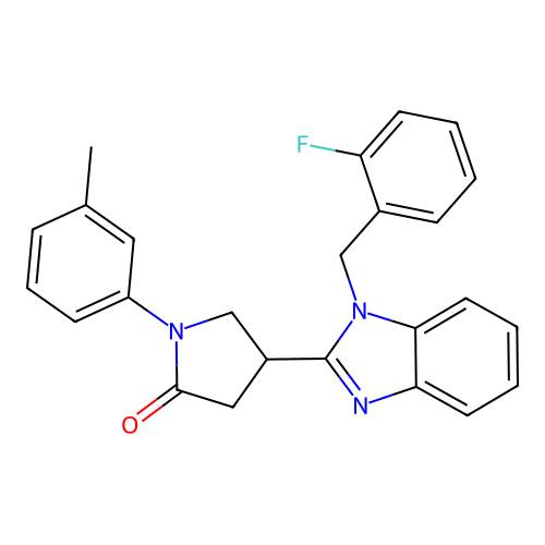 4-(1-(2-fluorobenzyl)-1H-benzo[d]imidazol-2-yl)-1-(m-tolyl)pyrrolidin-2-one structure