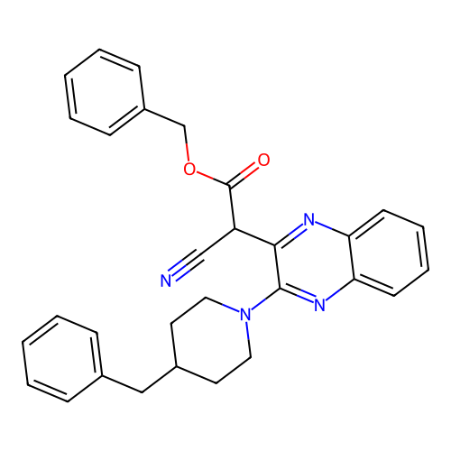 Benzyl [3-(4-benzylpiperidin-1-yl)quinoxalin-2-yl](cyano)acetate structure