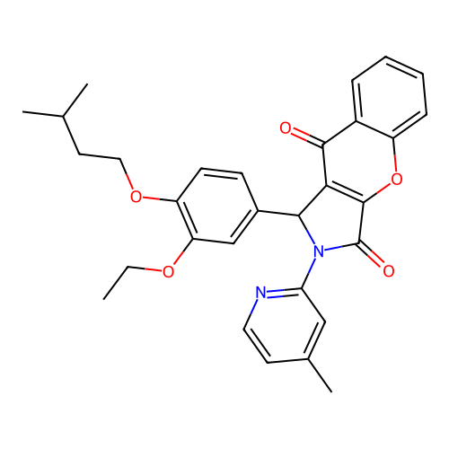 1-(3-ethoxy-4-(isopentyloxy)phenyl)-2-(4-methylpyridin-2-yl)-1,2-dihydrochromeno[2,3-c]pyrrole-3,9-dione structure