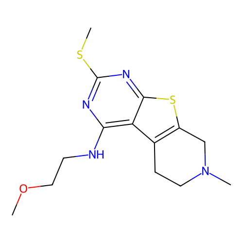 N-(2-methoxyethyl)-7-methyl-2-(methylsulfanyl)-5,6,7,8-tetrahydropyrido[4',3':4,5]thieno[2,3-d]pyrimidin-4-amine structure