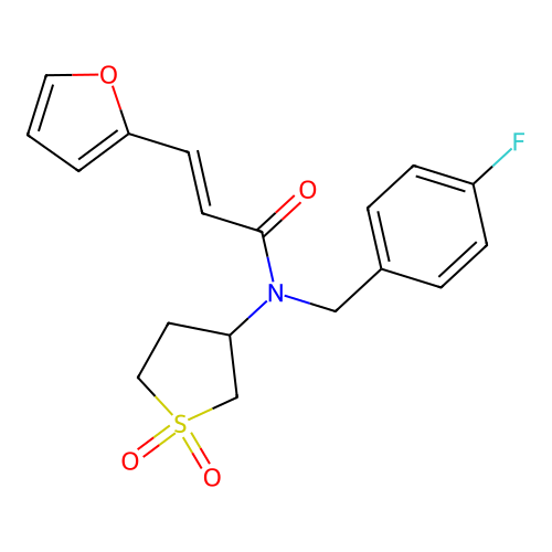 (2E)-N-(1,1-dioxidotetrahydrothiophen-3-yl)-N-(4-fluorobenzyl)-3-(furan-2-yl)prop-2-enamide structure
