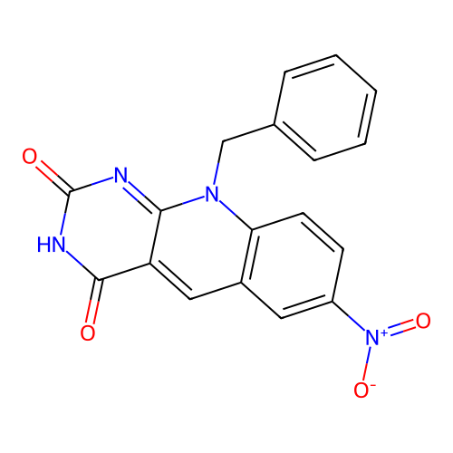10-benzyl-7-nitropyrimido[4,5-b]quinoline-2,4(3H,10H)-dione structure