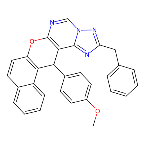2-benzyl-14-(4-methoxyphenyl)-14H-benzo[5,6]chromeno[3,2-e][1,2,4]triazolo[1,5-c]pyrimidine structure