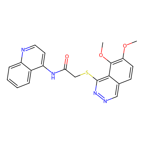 2-[(7,8-dimethoxyphthalazin-1-yl)sulfanyl]-N-(quinolin-4-yl)acetamide structure