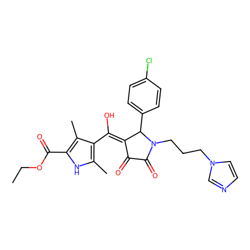 ethyl 4-(1-(3-(1H-imidazol-1-yl)propyl)-2-(4-chlorophenyl)-4-hydroxy-5-oxo-2,5-dihydro-1H-pyrrole-3-carbonyl)-3,5-dimethyl-1H-pyrrole-2-carboxylate structure