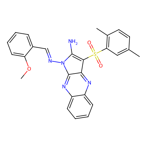 (E)-3-((2,5-dimethylphenyl)sulfonyl)-N1-(2-methoxybenzylidene)-1H-pyrrolo[2,3-b]quinoxaline-1,2-diamine structure