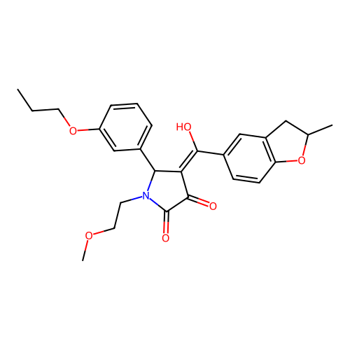 3-hydroxy-1-(2-methoxyethyl)-4-(2-methyl-2,3-dihydro-1-benzofuran-5-carbonyl)-5-(3-propoxyphenyl)-2,5-dihydro-1H-pyrrol-2-one structure