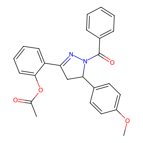 2-[5-(4-methoxyphenyl)-1-(phenylcarbonyl)-4,5-dihydro-1H-pyrazol-3-yl]phenyl acetate structure