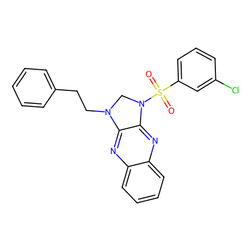 3-(3-chlorophenyl)sulfonyl-1-phenethyl-2H-imidazo[4,5-b]quinoxaline structure