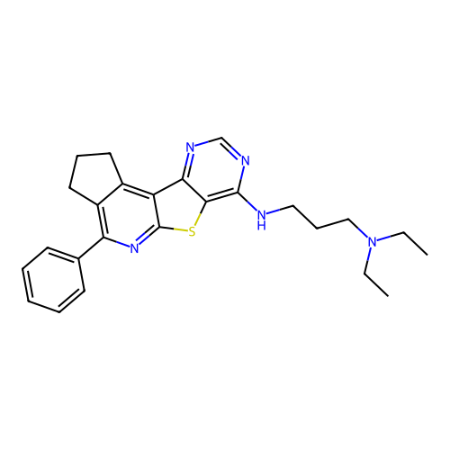 N,N-diethyl-N'-(4-phenyl-2,3-dihydro-1H-cyclopenta[4',5']pyrido[3',2':4,5]thieno[3,2-d]pyrimidin-7-yl)propane-1,3-diamine structure