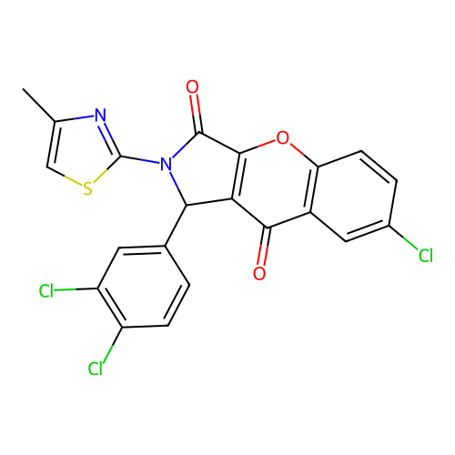 7-chloro-1-(3,4-dichlorophenyl)-2-(4-methyl-1,3-thiazol-2-yl)-1,2-dihydrochromeno[2,3-c]pyrrole-3,9-dione structure