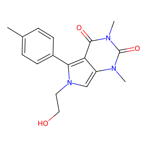 6-(2-hydroxyethyl)-1,3-dimethyl-5-(4-methylphenyl)pyrrolo[3,4-d]pyrimidine-2,4-dione structure