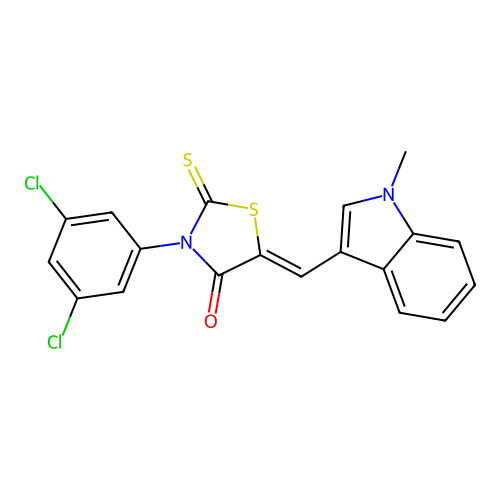 (5Z)-3-(3,5-dichlorophenyl)-5-[(1-methyl-1H-indol-3-yl)methylidene]-2-thioxo-1,3-thiazolidin-4-one structure