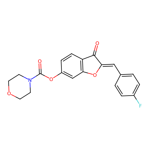 (Z)-2-(4-fluorobenzylidene)-3-oxo-2,3-dihydrobenzofuran-6-yl morpholine-4-carboxylate structure