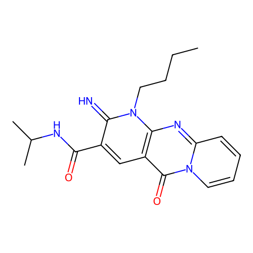 1-butyl-2-imino-N~3~-isopropyl-5-oxo-1,5-dihydro-2H-dipyrido[1,2-a:2,3-d]pyrimidine-3-carboxamide structure